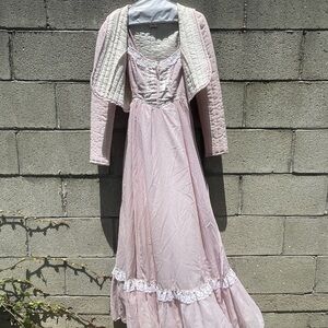baby pink gunne sax prairie dress with matching jacket